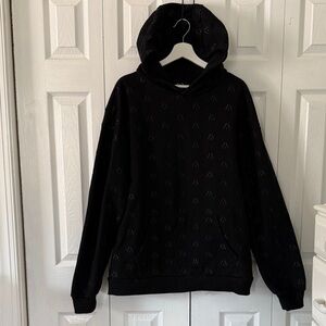 Method Brand Ultra Heavyweight Sweater Black Allover Embroidered Hoodie Sz XL